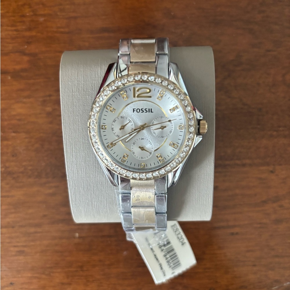 Fossil Riley Women's Two-Tone Watch with Crystal Trim